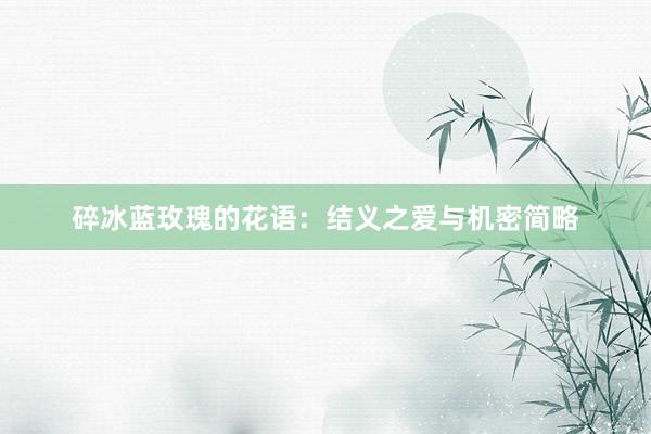 碎冰蓝玫瑰的花语：结义之爱与机密简略